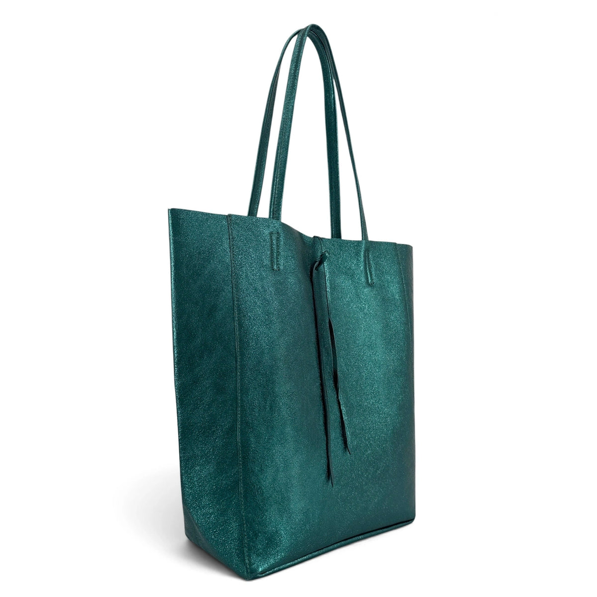 Bolso shopper de piel metalizada NICE Azul petróleo