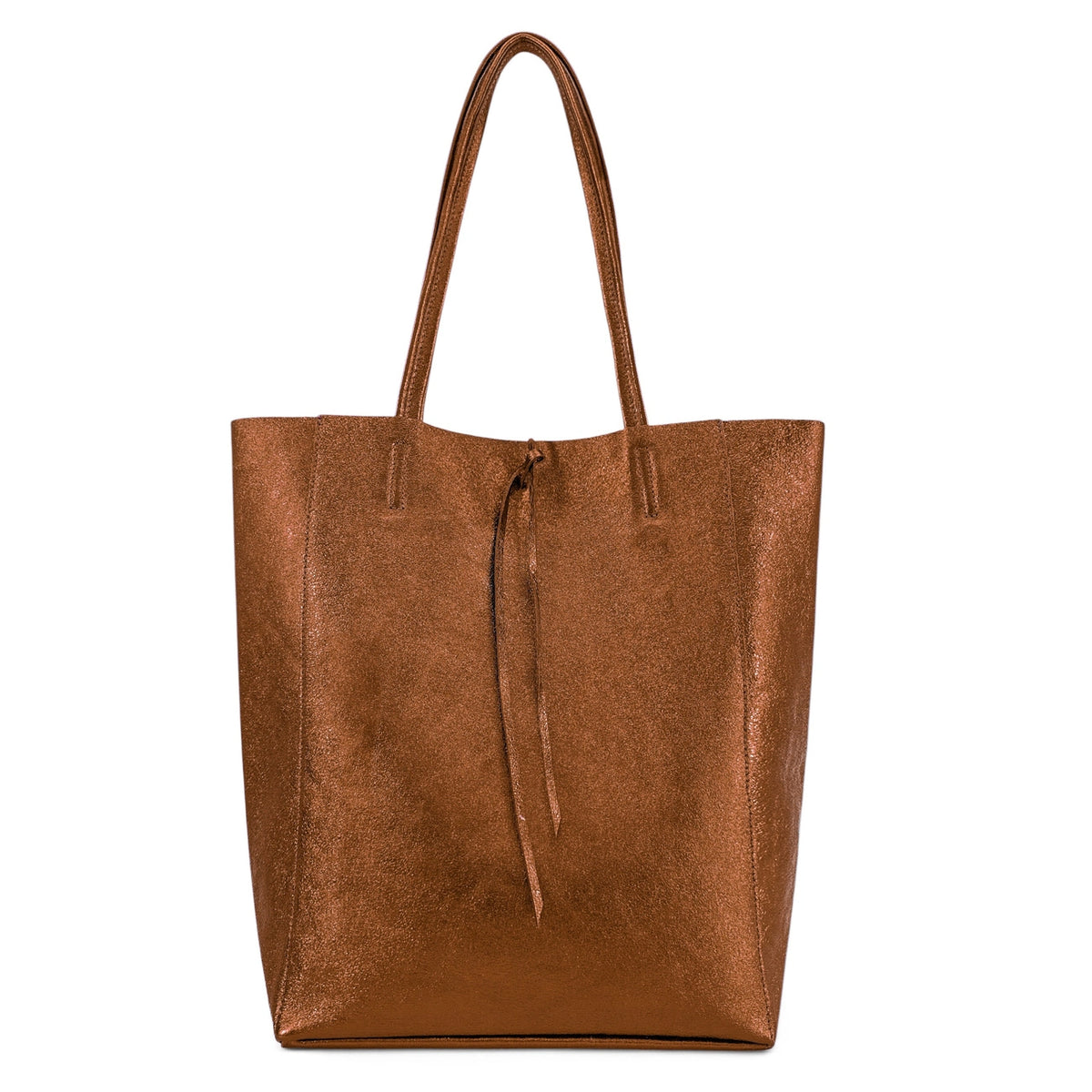 NICE metallic leather tote bag, Bronze