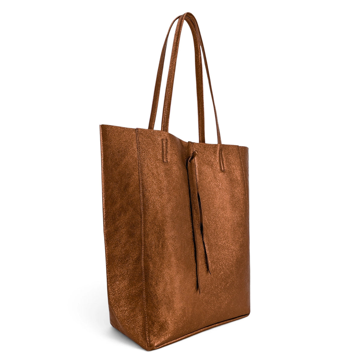 NICE metallic leather tote bag, Bronze