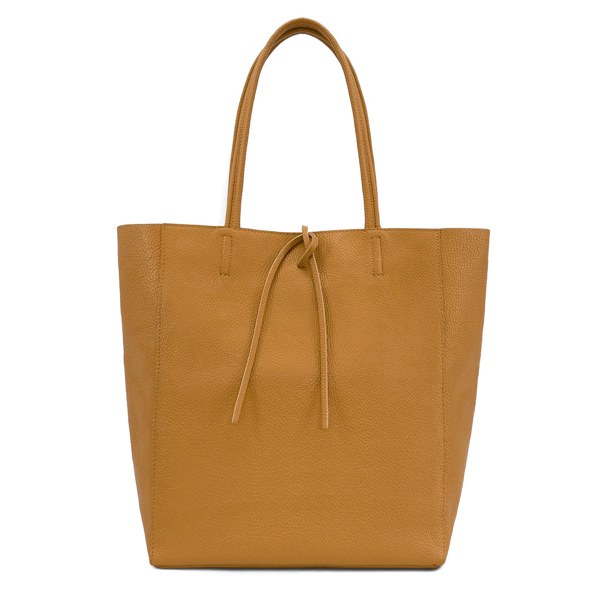 NICE grained leather tote bag, Light camel brown