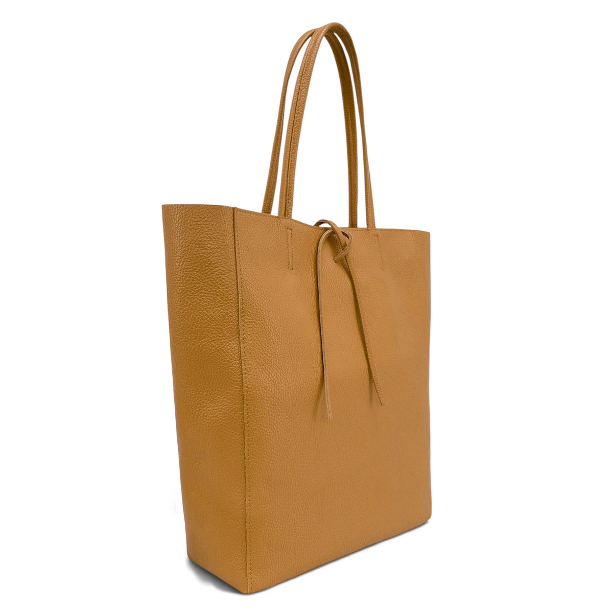 NICE grained leather tote bag, Light camel brown
