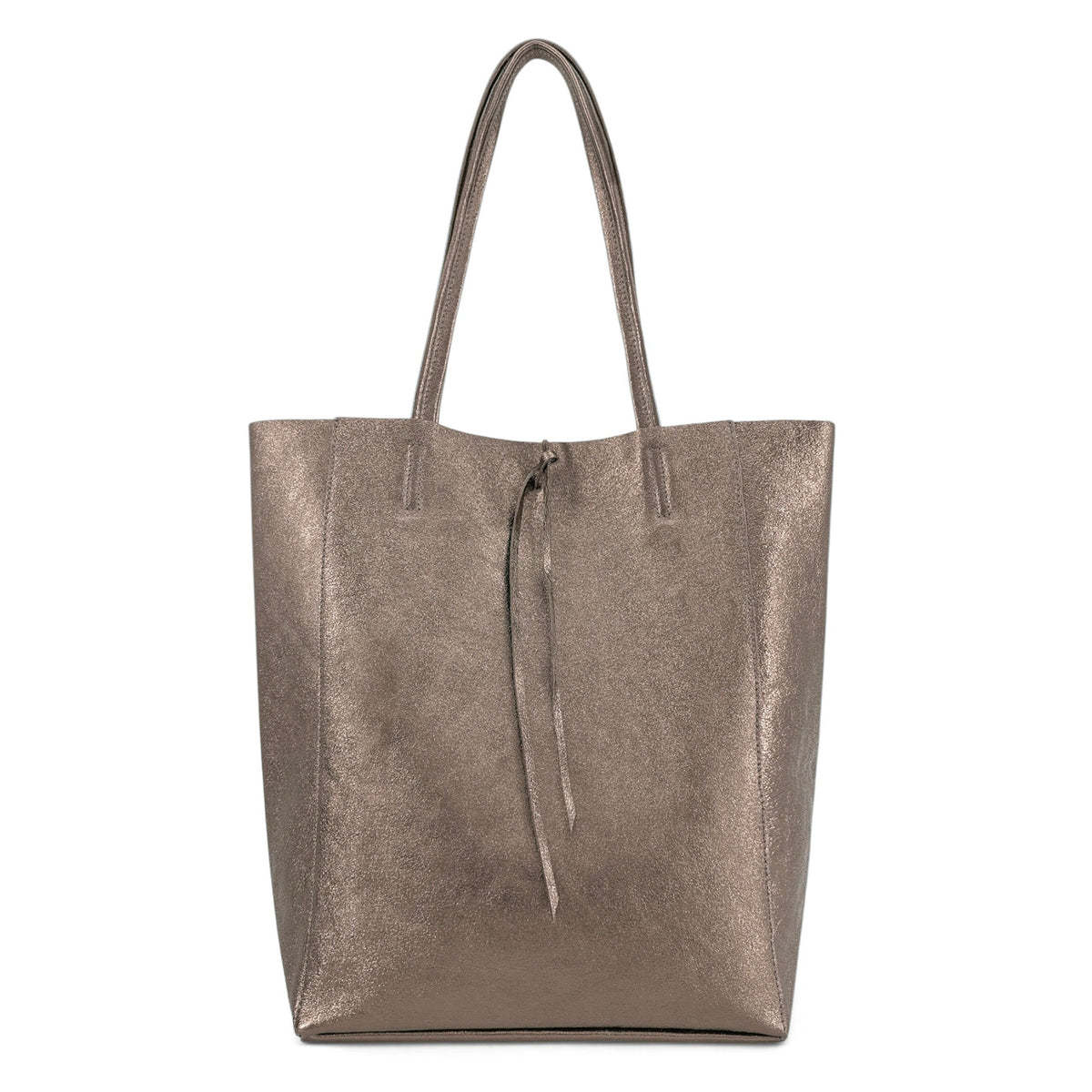 Metallic Leather Tote Bag NICE Iridescent Champagne
