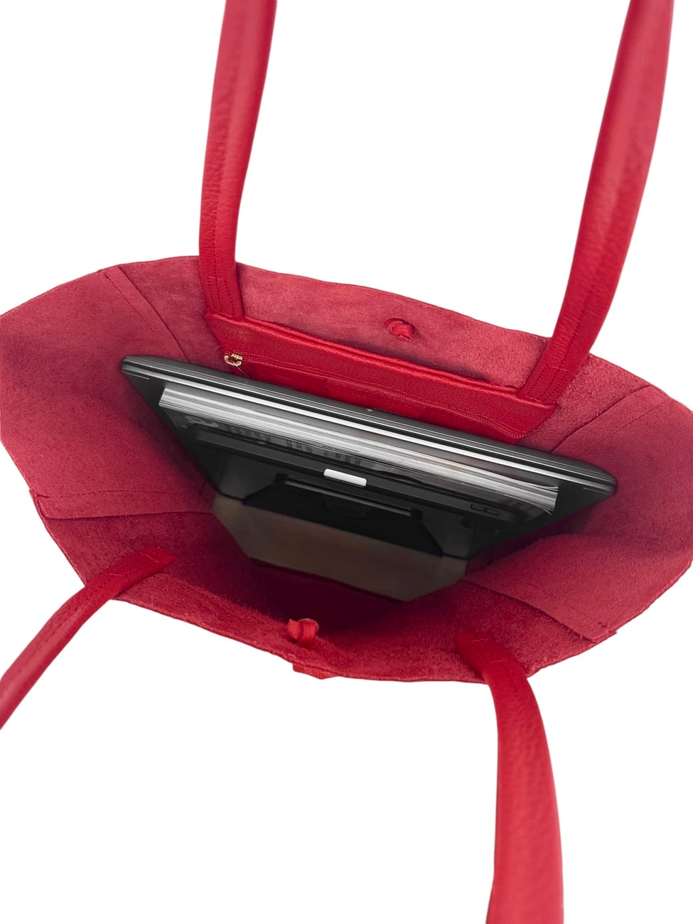 Bolso shopper de piel granulada NICE Rojo granza