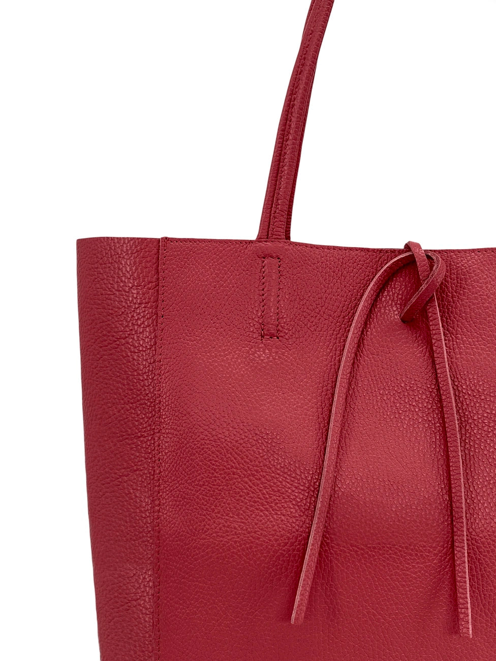Bolso shopper de piel granulada NICE Rojo oscuro