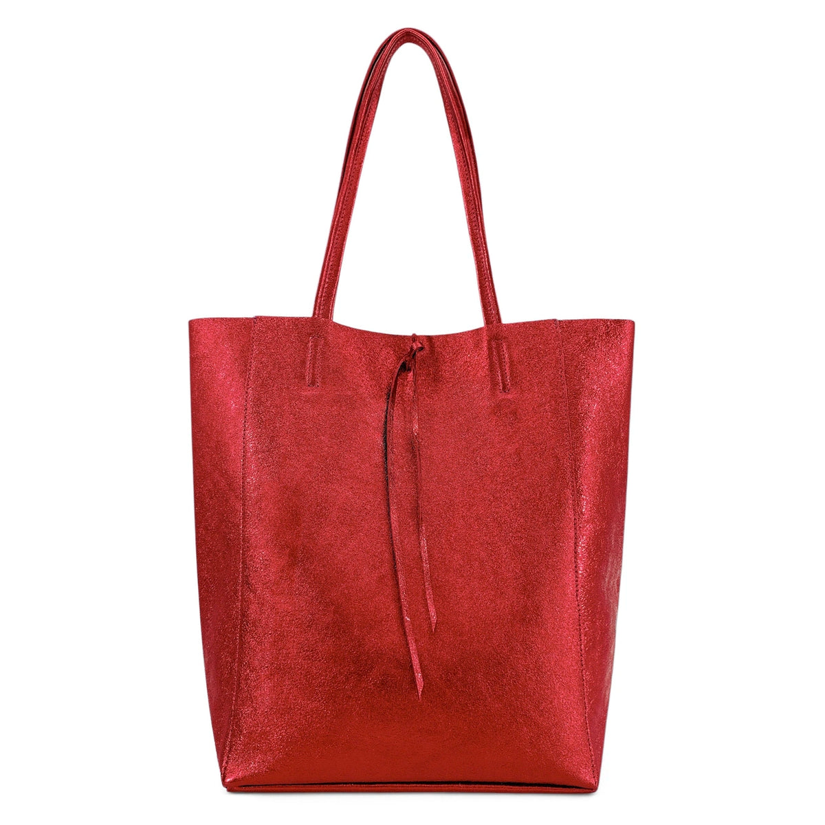 Borsa shopper in pelle metallizzata NICE Rosso bordeaux