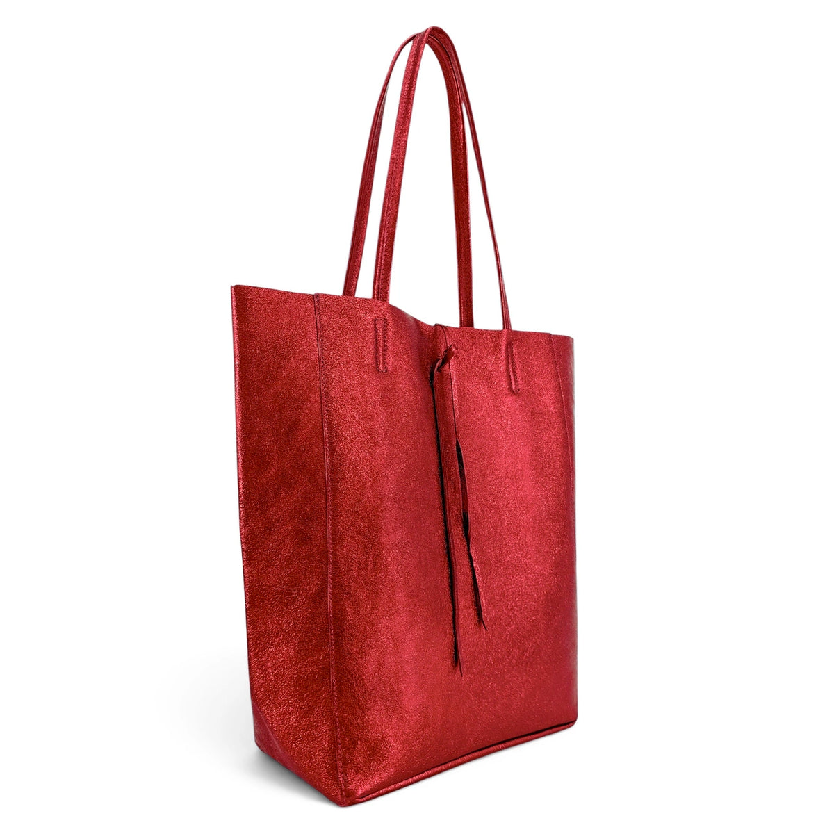Borsa shopper in pelle metallizzata NICE Rosso bordeaux