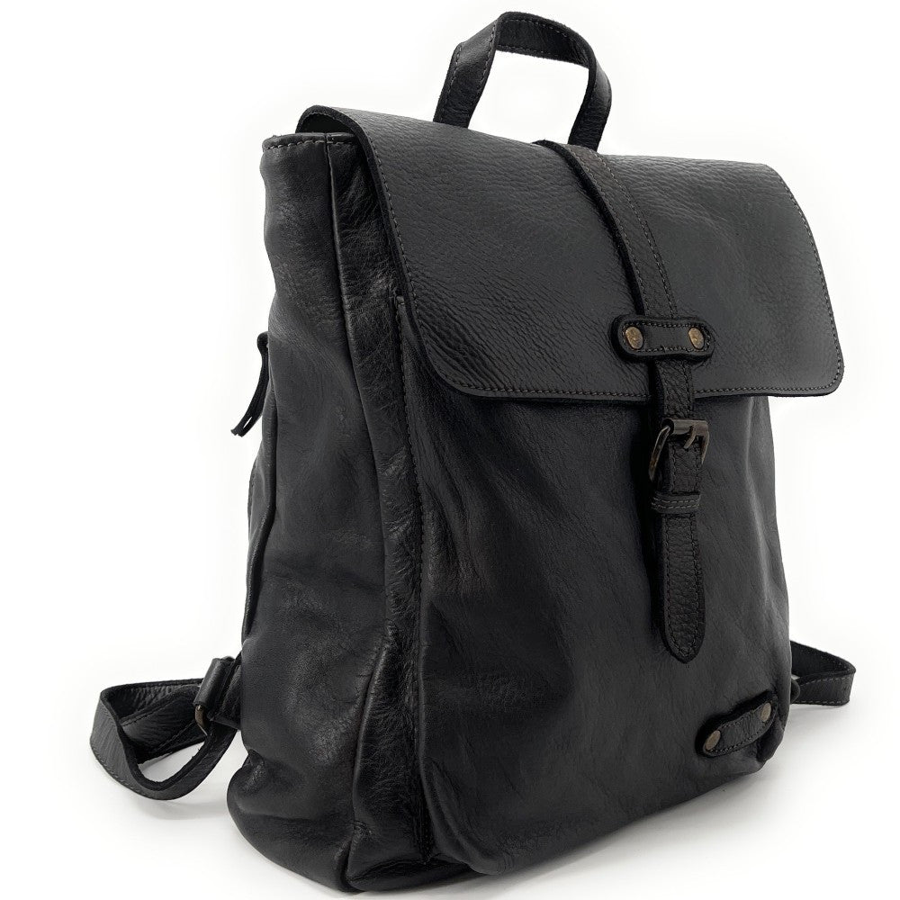 Grand sac à dos en cuir vintage SMITH (mr. & mrs.) Noir