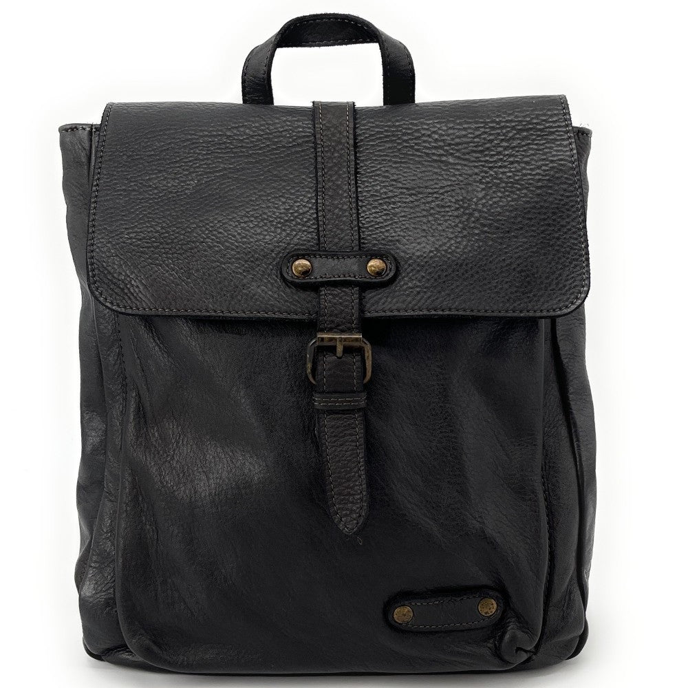 Grand sac à dos en cuir vintage SMITH (mr. & mrs.) Noir