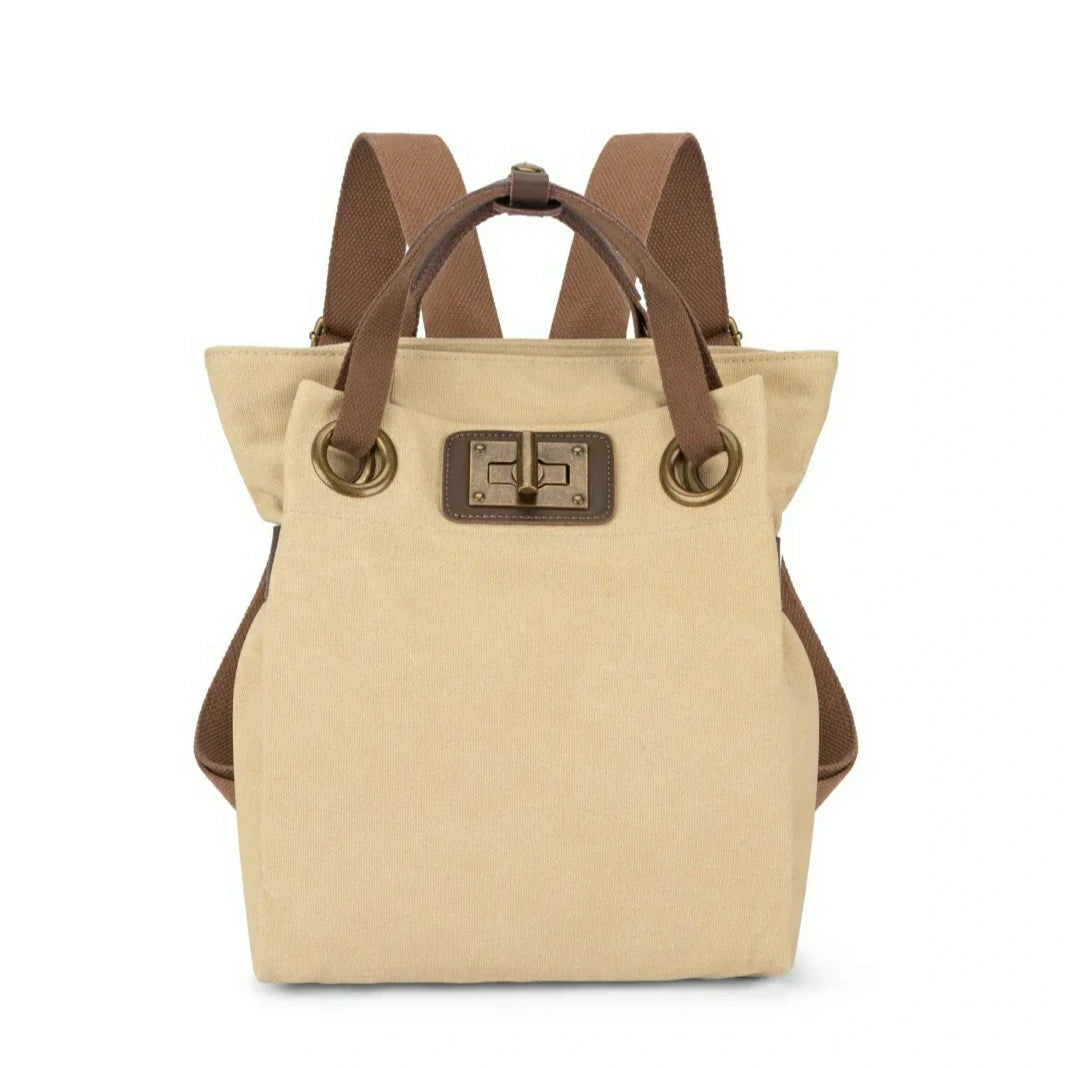 Sac à dos en toile et cuir TRINITE L Beige
