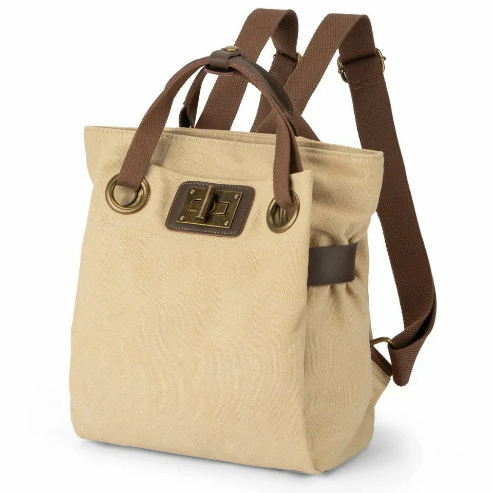 Sac à dos en toile et cuir TRINITE L Beige