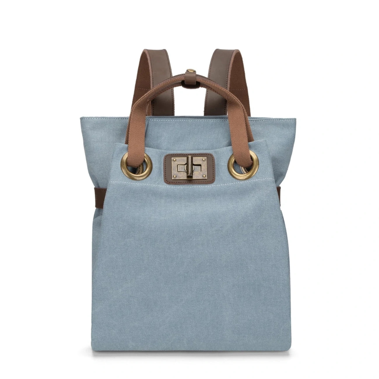 Sac à dos en toile et cuir TRINITE L Bleu gris