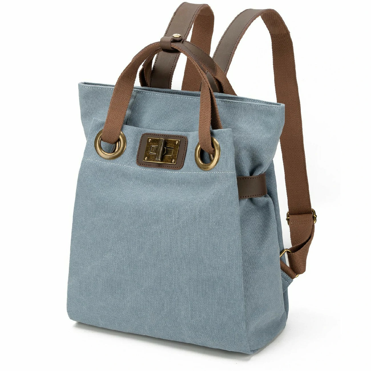 Sac à dos en toile et cuir TRINITE L Bleu gris