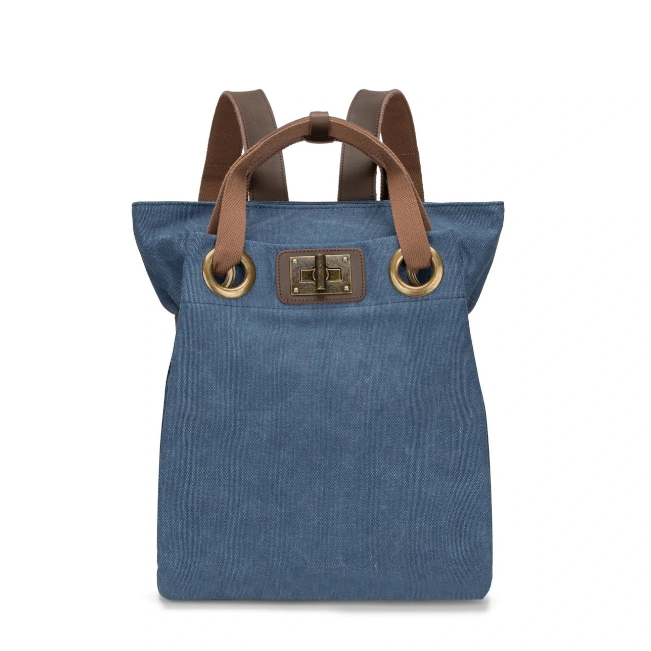 Sac à dos en toile et cuir TRINITE L Bleu denim