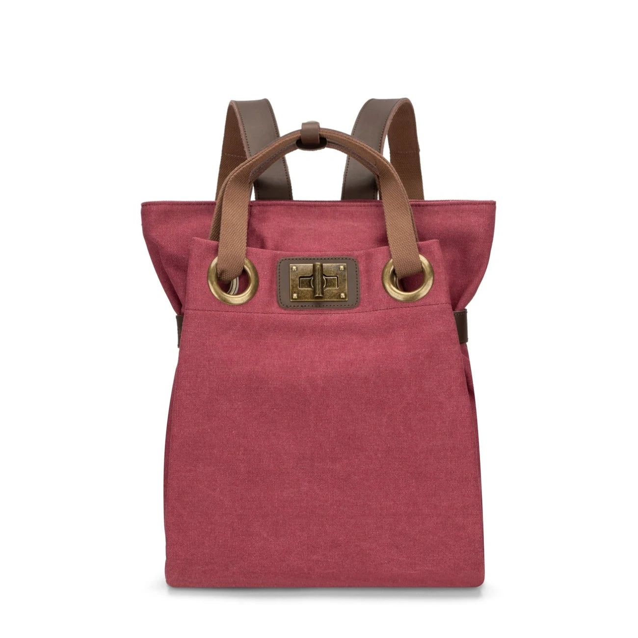 Sac à dos en toile et cuir TRINITE L Rouge bordeaux
