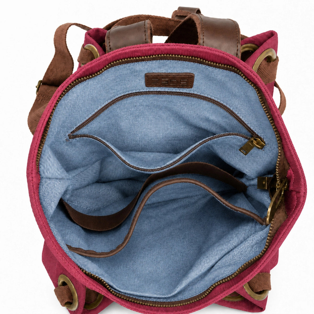Rucksack aus Canvas und Leder TRINITE L Bordeauxrot