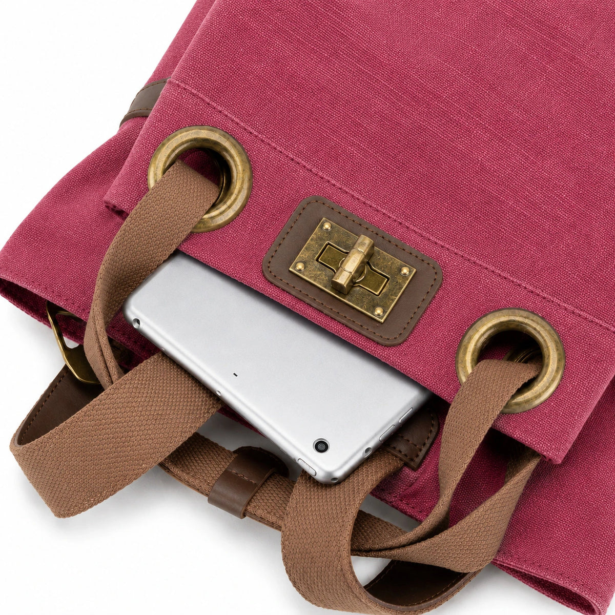 Rucksack aus Canvas und Leder TRINITE L Bordeauxrot