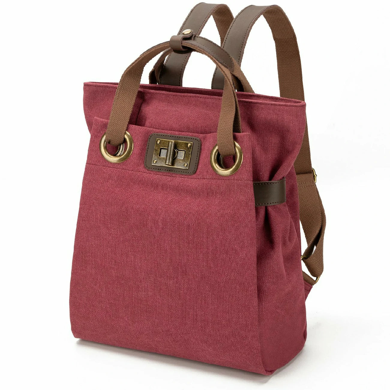 Sac à dos en toile et cuir TRINITE L Rouge bordeaux