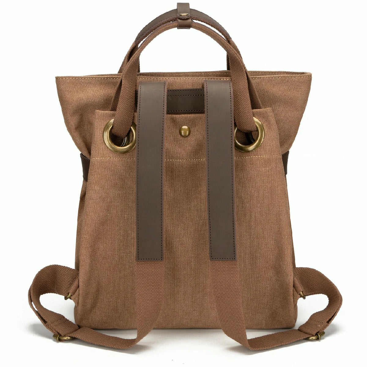 Rucksack aus Canvas und Leder TRINITE L Dunkles Camelbraun