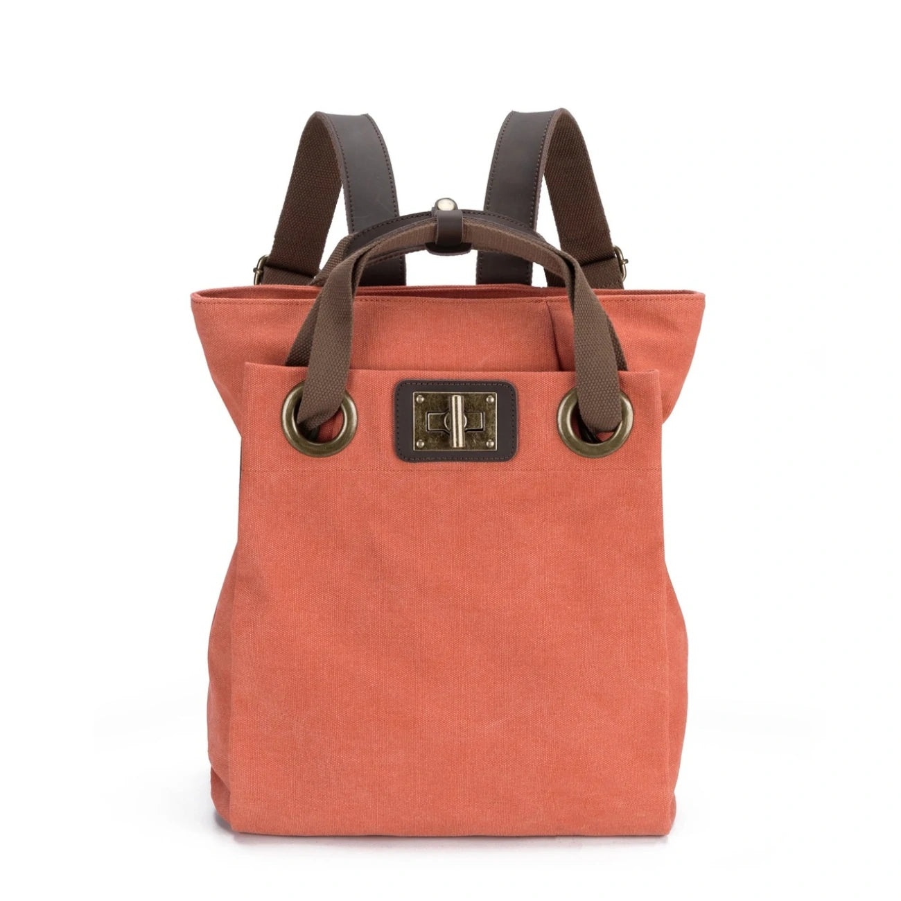 Sac à dos en toile et cuir TRINITE L Rose corail