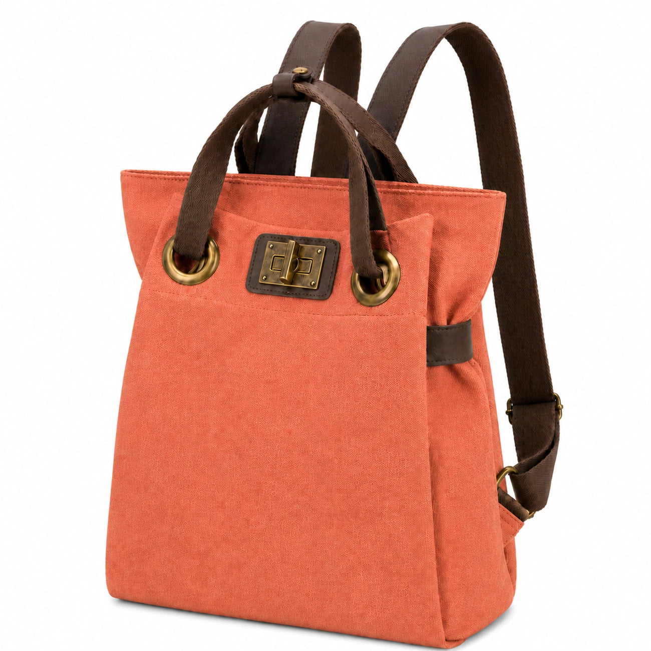 Sac à dos en toile et cuir TRINITE L Rose corail