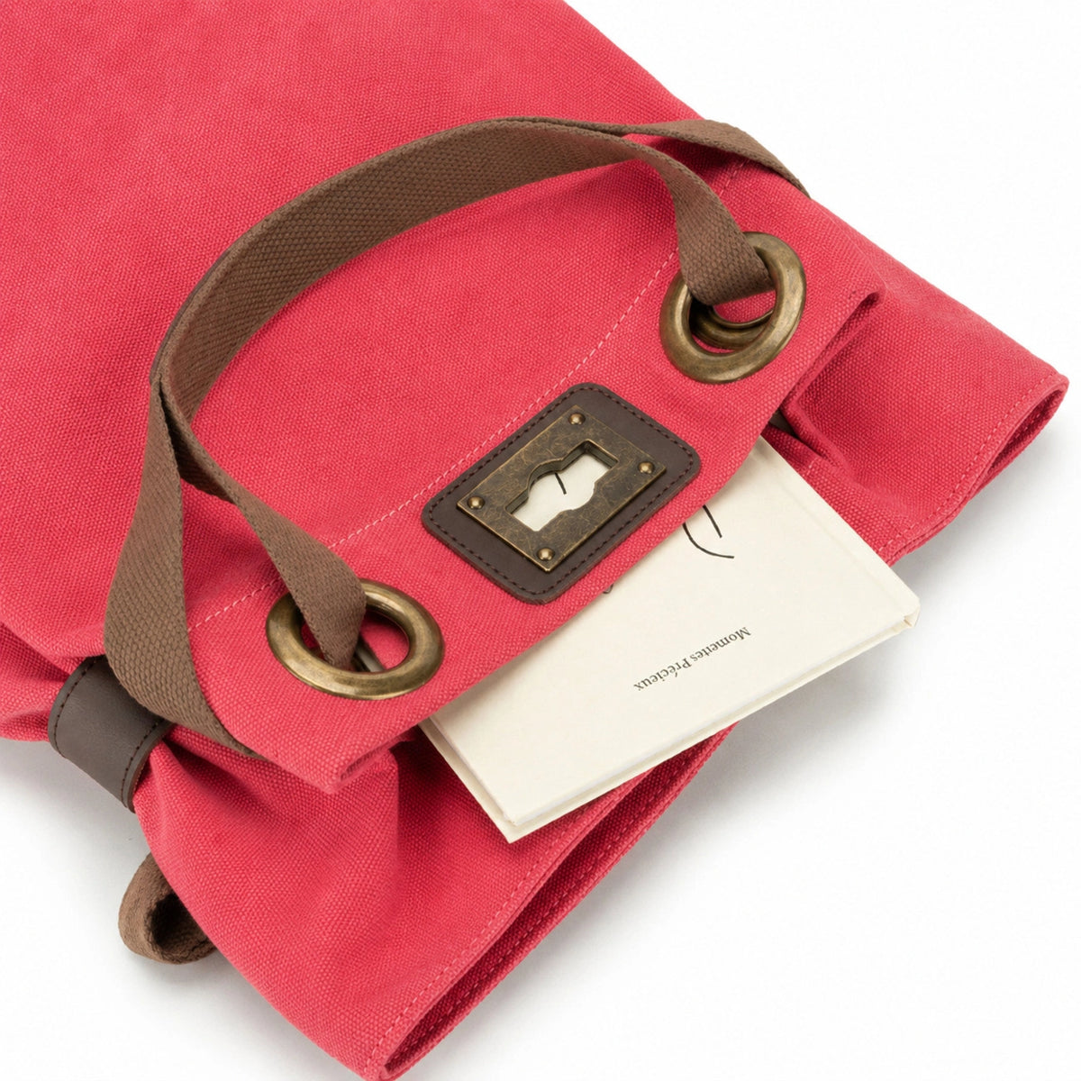 Rucksack aus Canvas und Leder TRINITE L Himbeerrosa