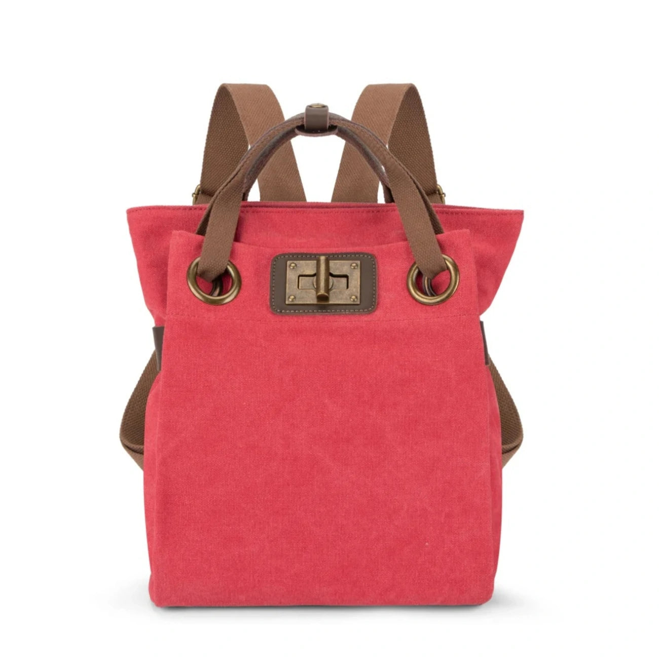 Sac à dos en toile et cuir TRINITE L Rose framboise