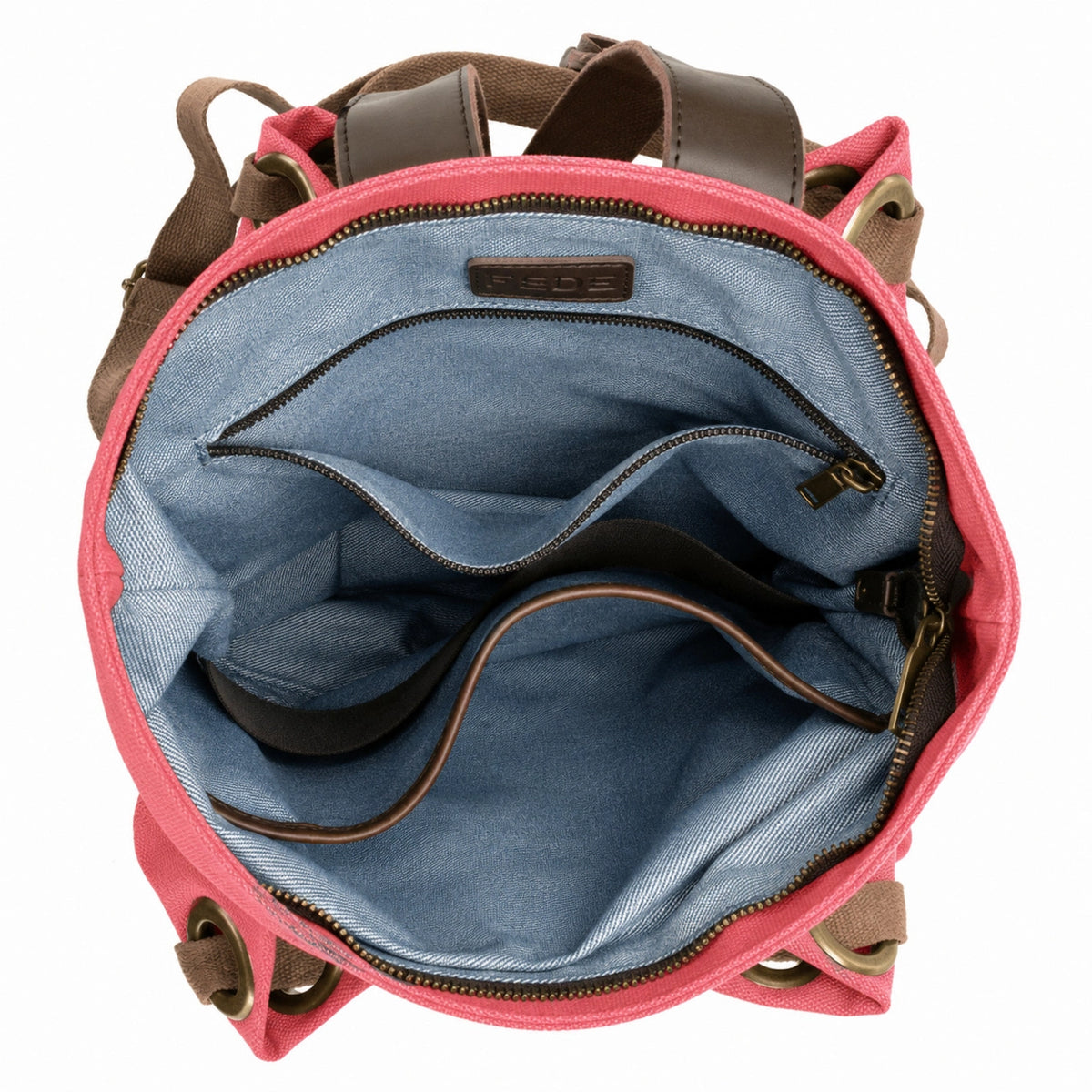 Rucksack aus Canvas und Leder TRINITE L Himbeerrosa