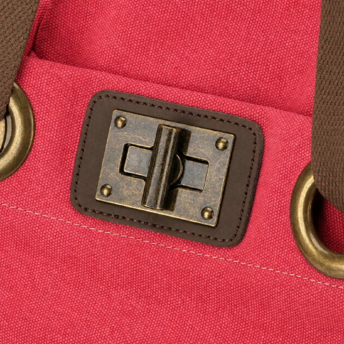 Rucksack aus Canvas und Leder TRINITE L Himbeerrosa