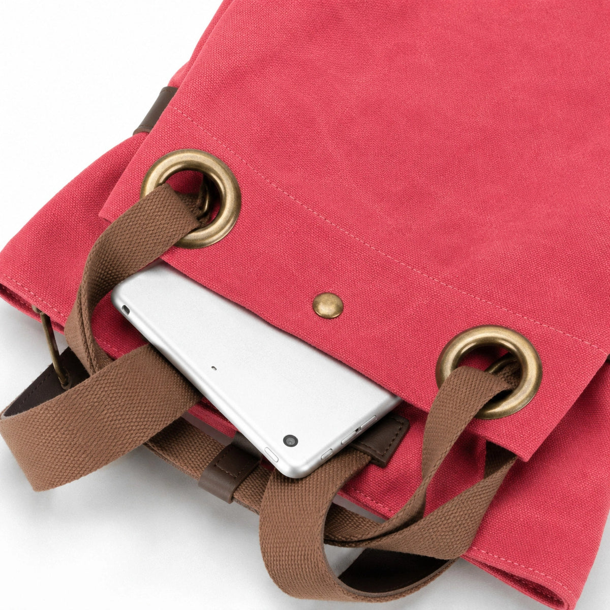 Rucksack aus Canvas und Leder TRINITE L Himbeerrosa