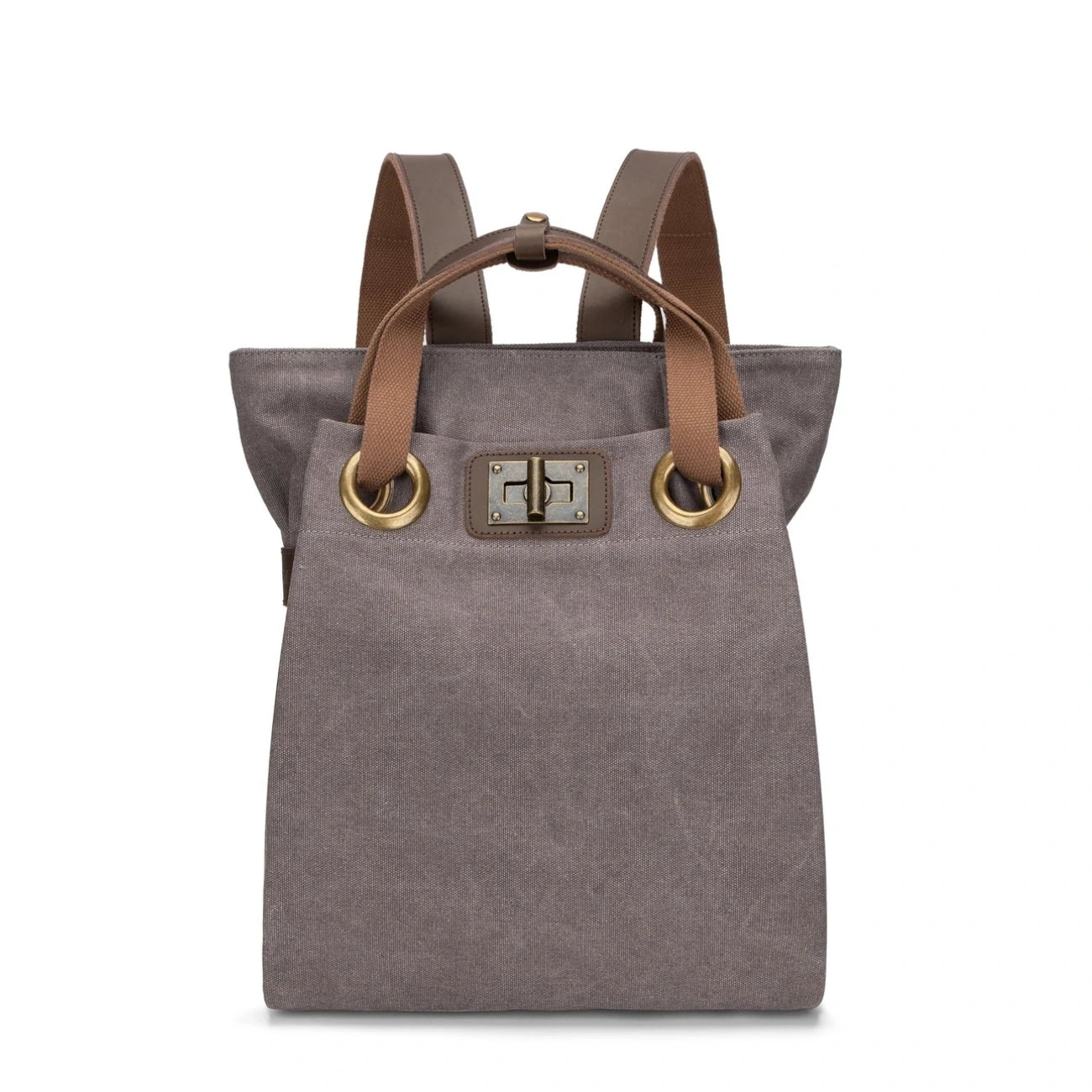 Sac à dos en toile et cuir TRINITE L Gris taupé