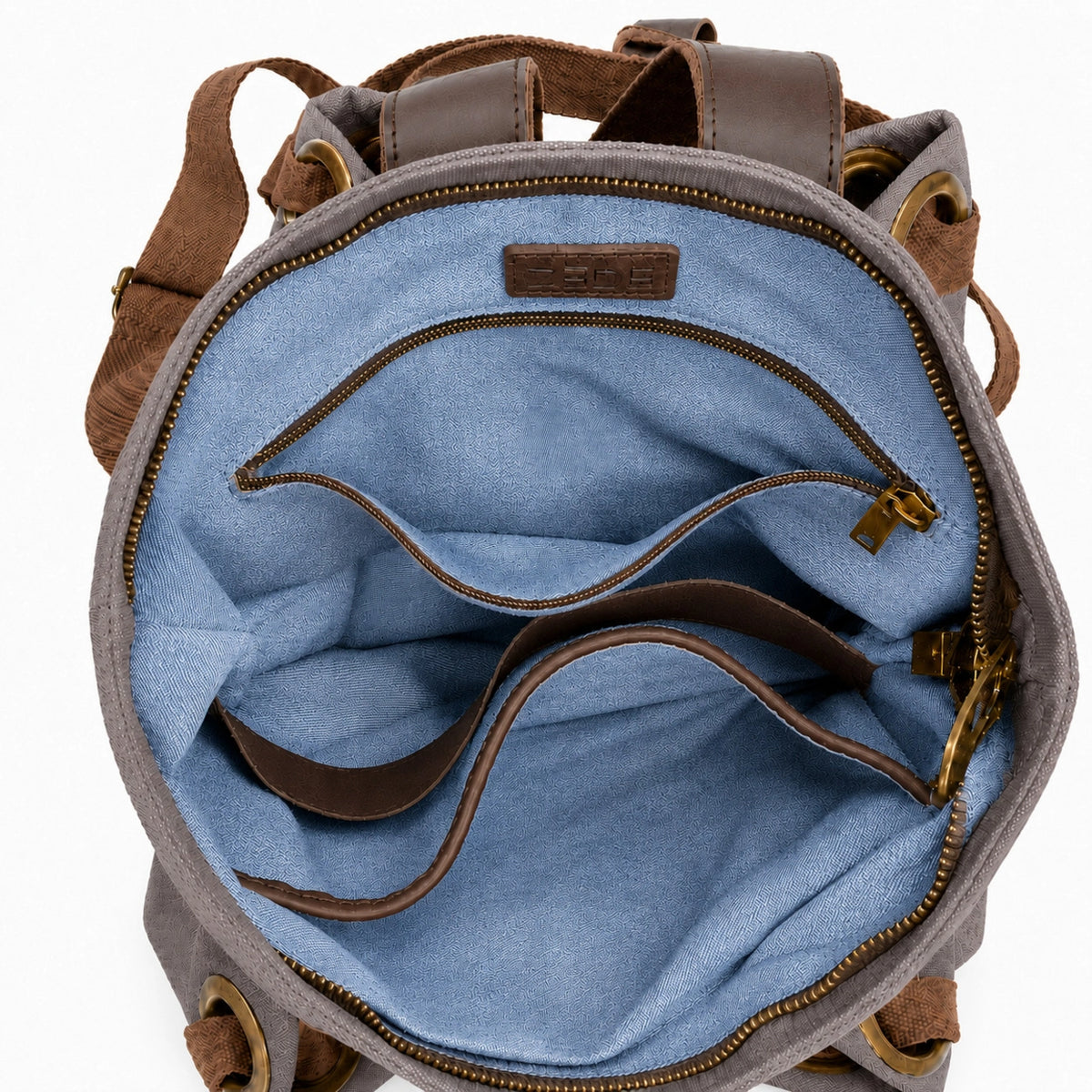 Rucksack aus Canvas und Leder TRINITE L Taupegrau