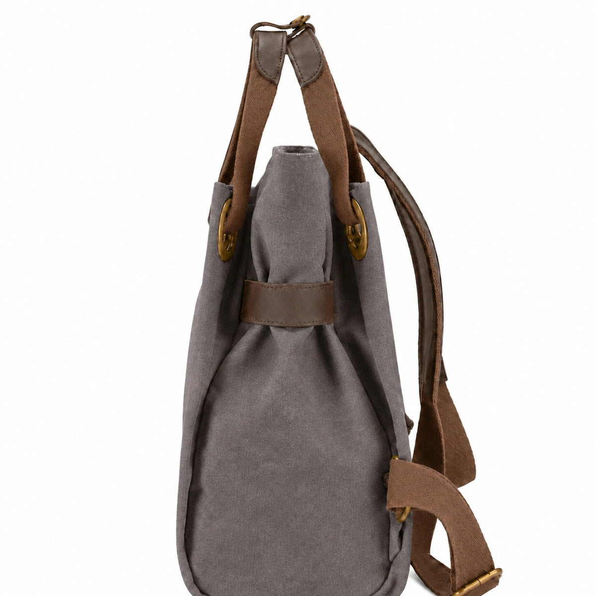 Rucksack aus Canvas und Leder TRINITE L Taupegrau