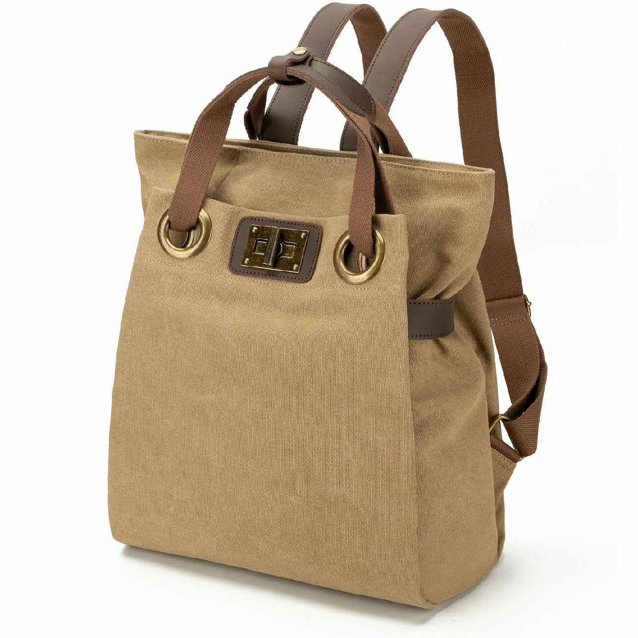 Sac à dos en toile et cuir TRINITE L Jaune