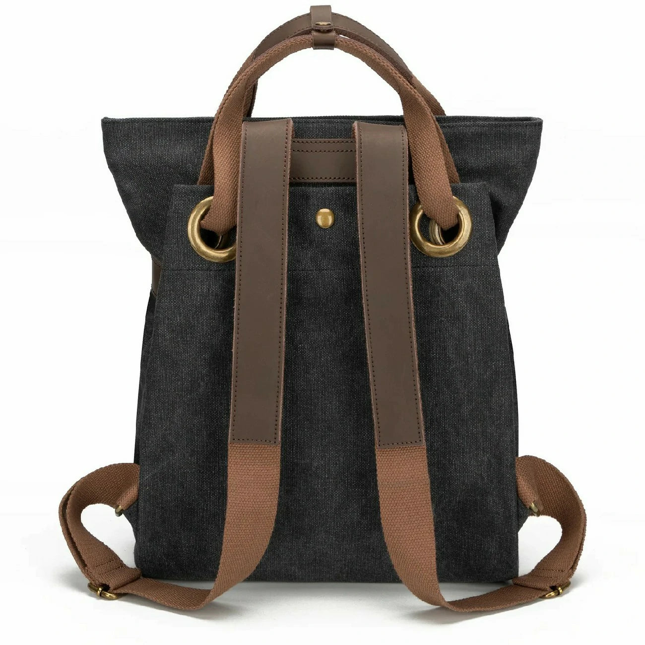 Sac à dos en toile et cuir TRINITE L Noir