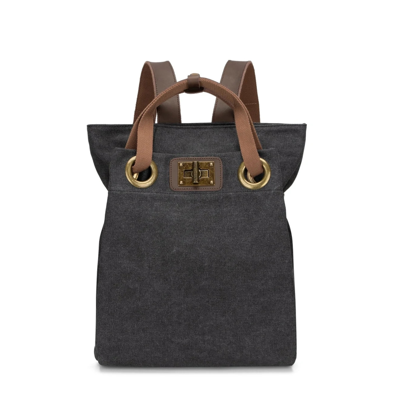Sac à dos en toile et cuir TRINITE L Noir