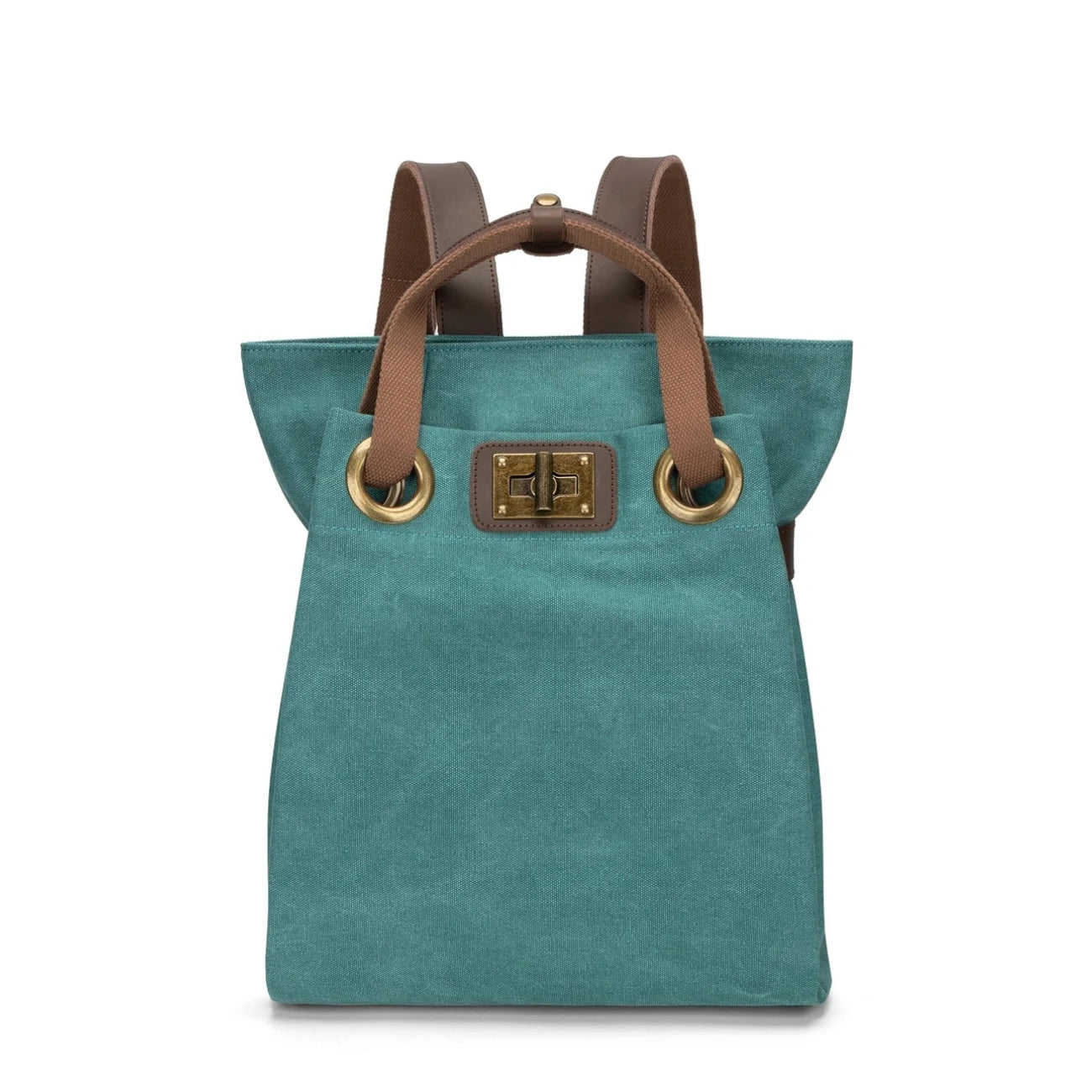 Sac à dos en toile et cuir TRINITE L Vert canard