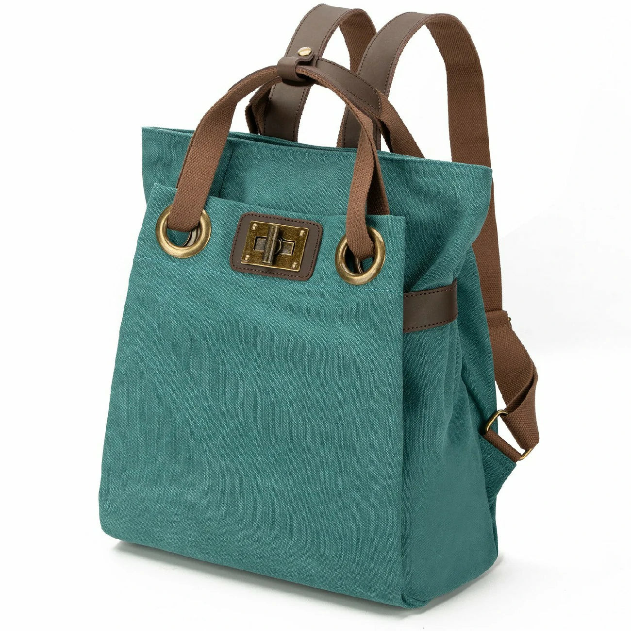 Sac à dos en toile et cuir TRINITE L Vert canard
