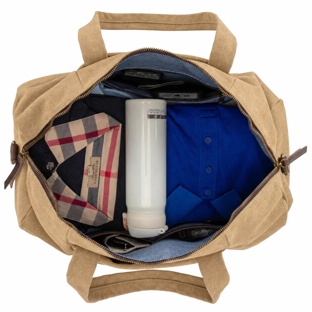 Bowling-Tasche aus Canvas und Leder LEDRU-ROLLIN Dunkles Beige