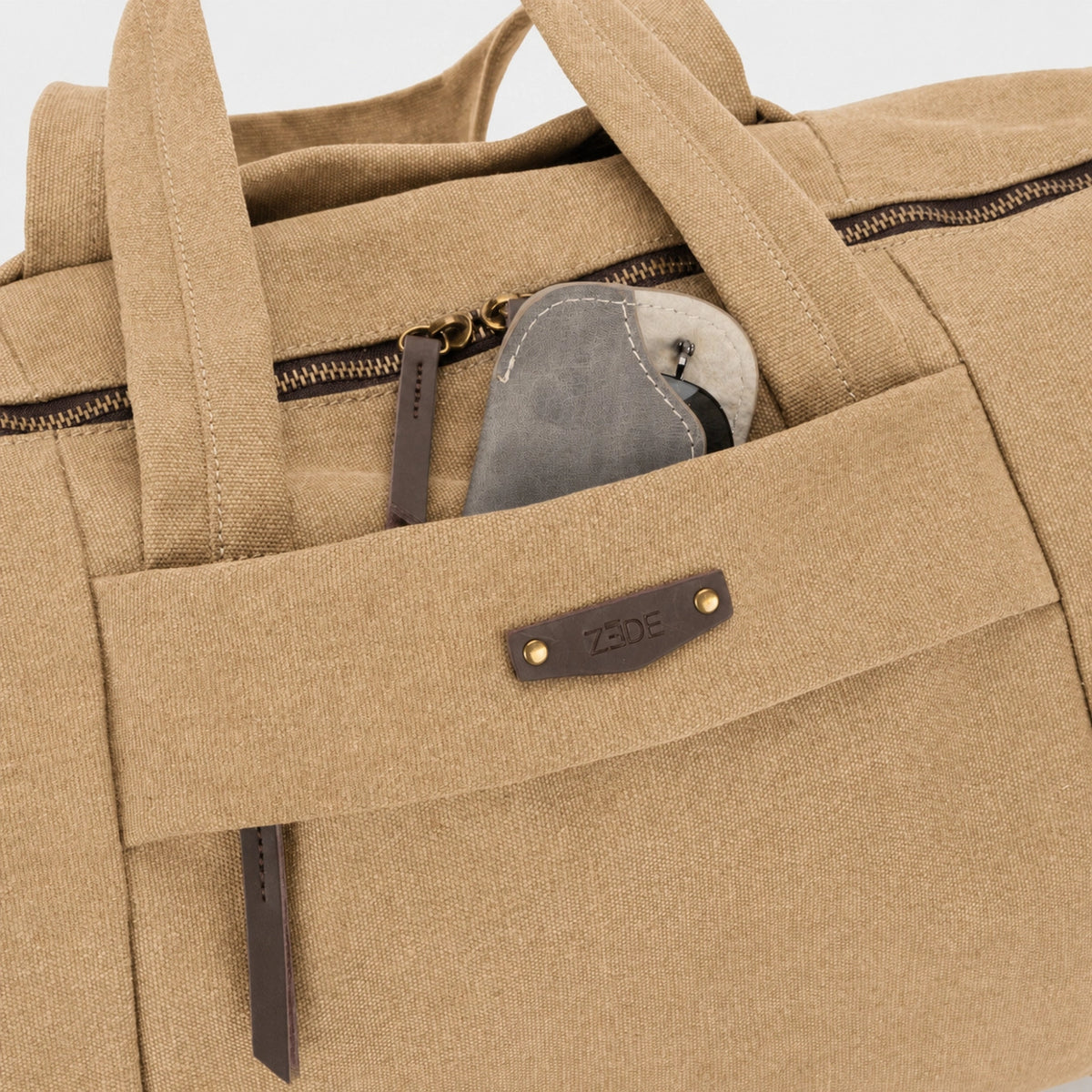Bowling-Tasche aus Canvas und Leder LEDRU-ROLLIN Dunkles Beige