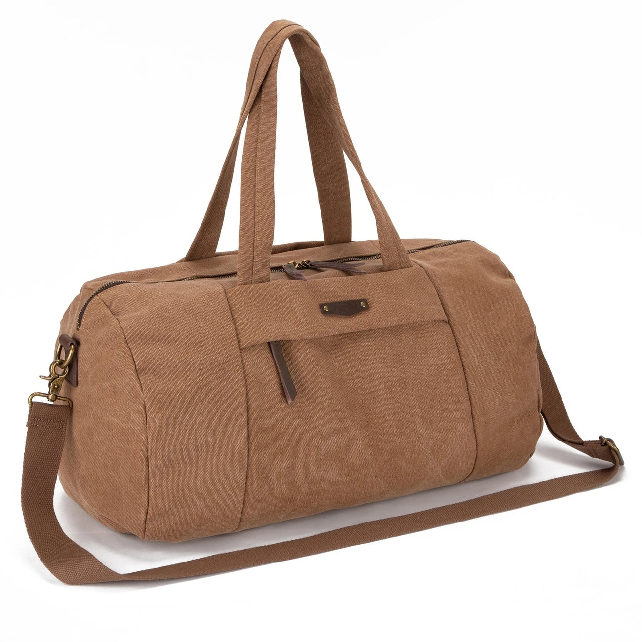 Sac bowling en toile et cuir LEDRU-ROLLIN Marron camel foncé