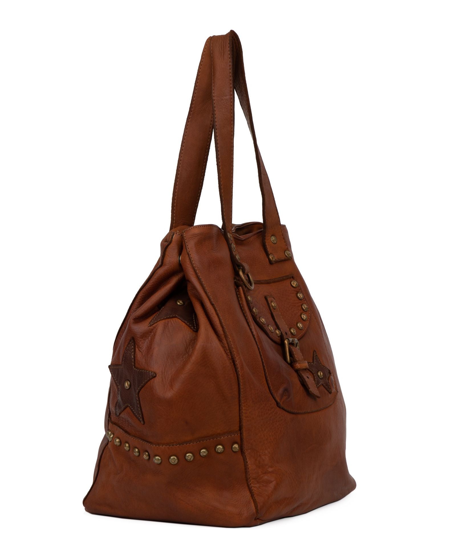 Sac cabas en cuir vintage MISS HOLLY Cognac