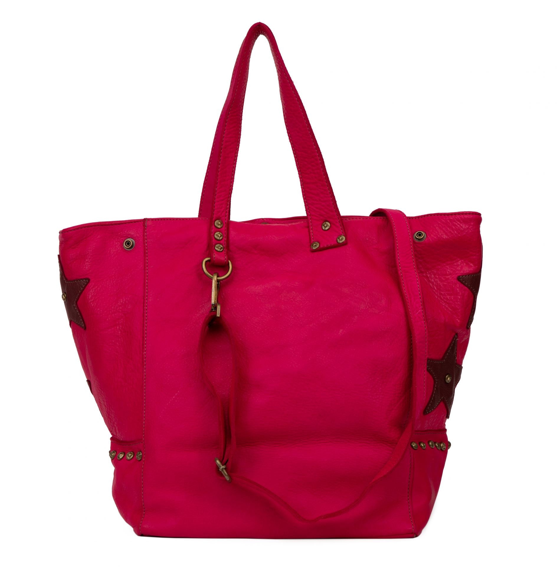 Sac cabas en cuir vintage MISS HOLLY Rose fuchsia
