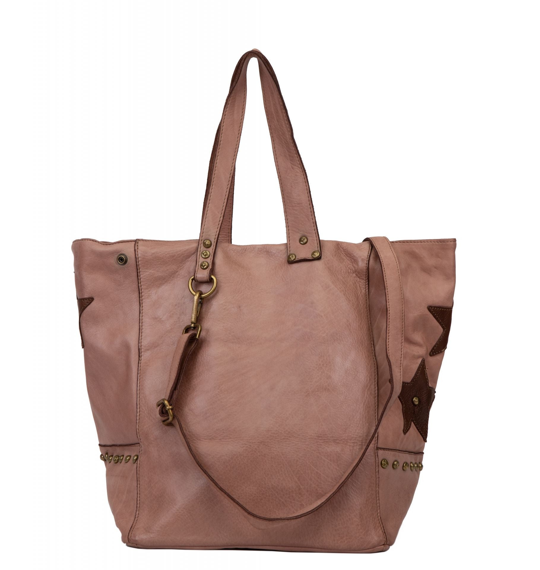 Sac cabas en cuir vintage MISS HOLLY Rose nude