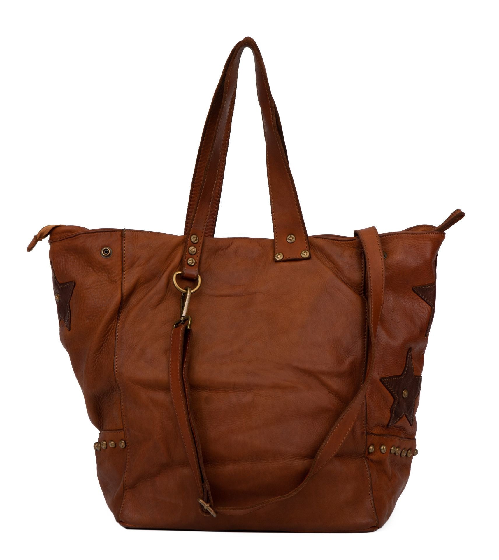 Sac cabas en cuir vintage MISS HOLLY Cognac