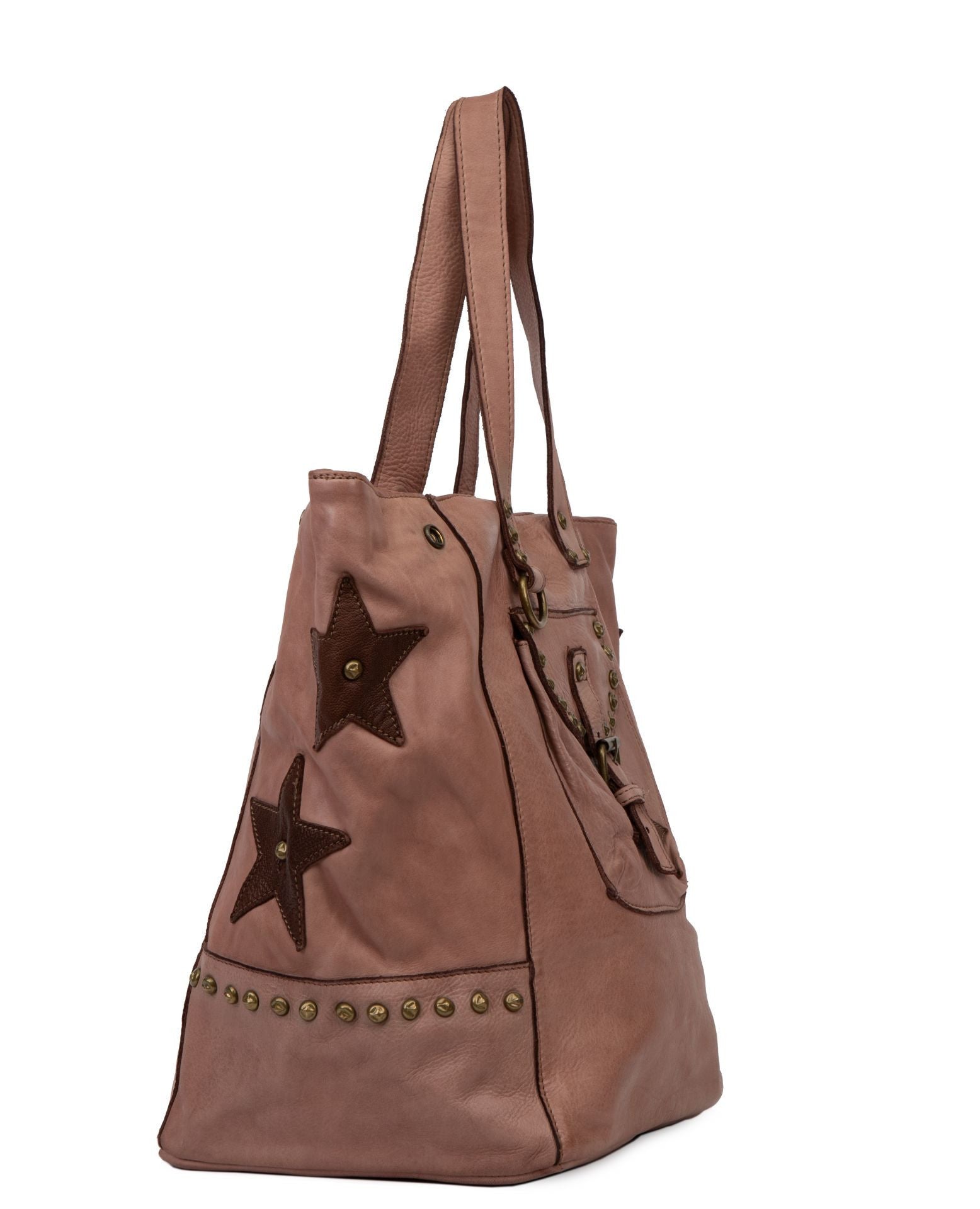 Sac cabas en cuir vintage MISS HOLLY Rose nude