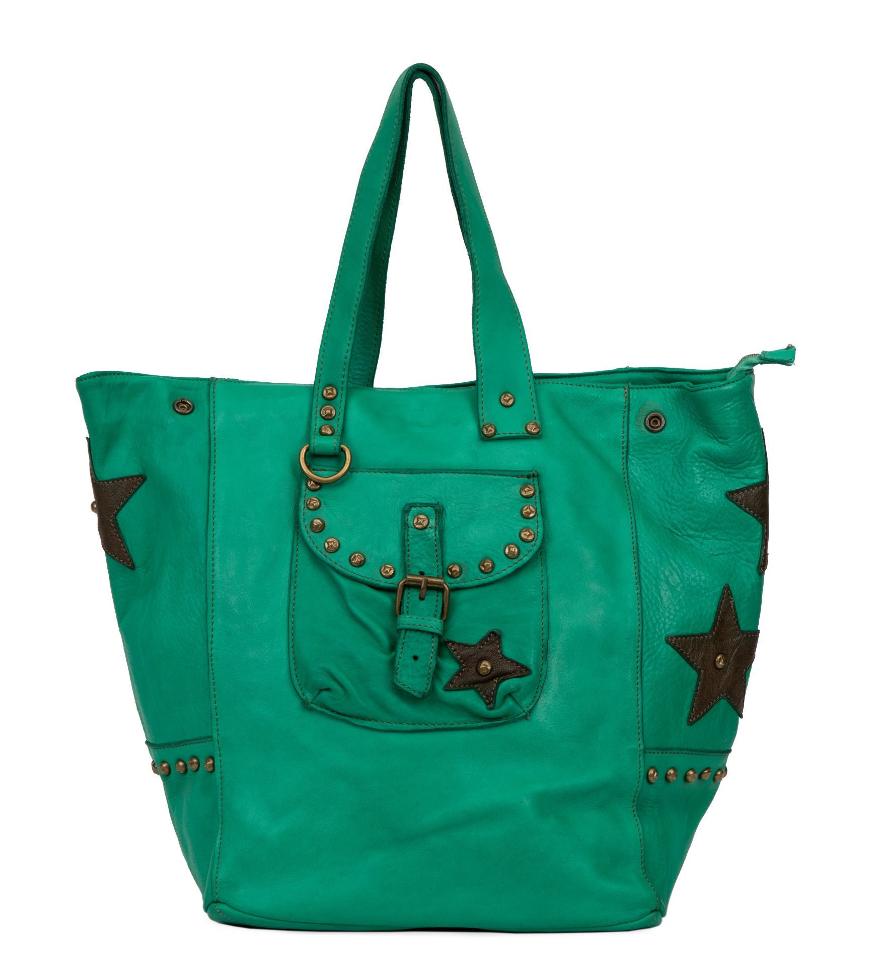 Sac cabas en cuir vintage MISS HOLLY Vert intense