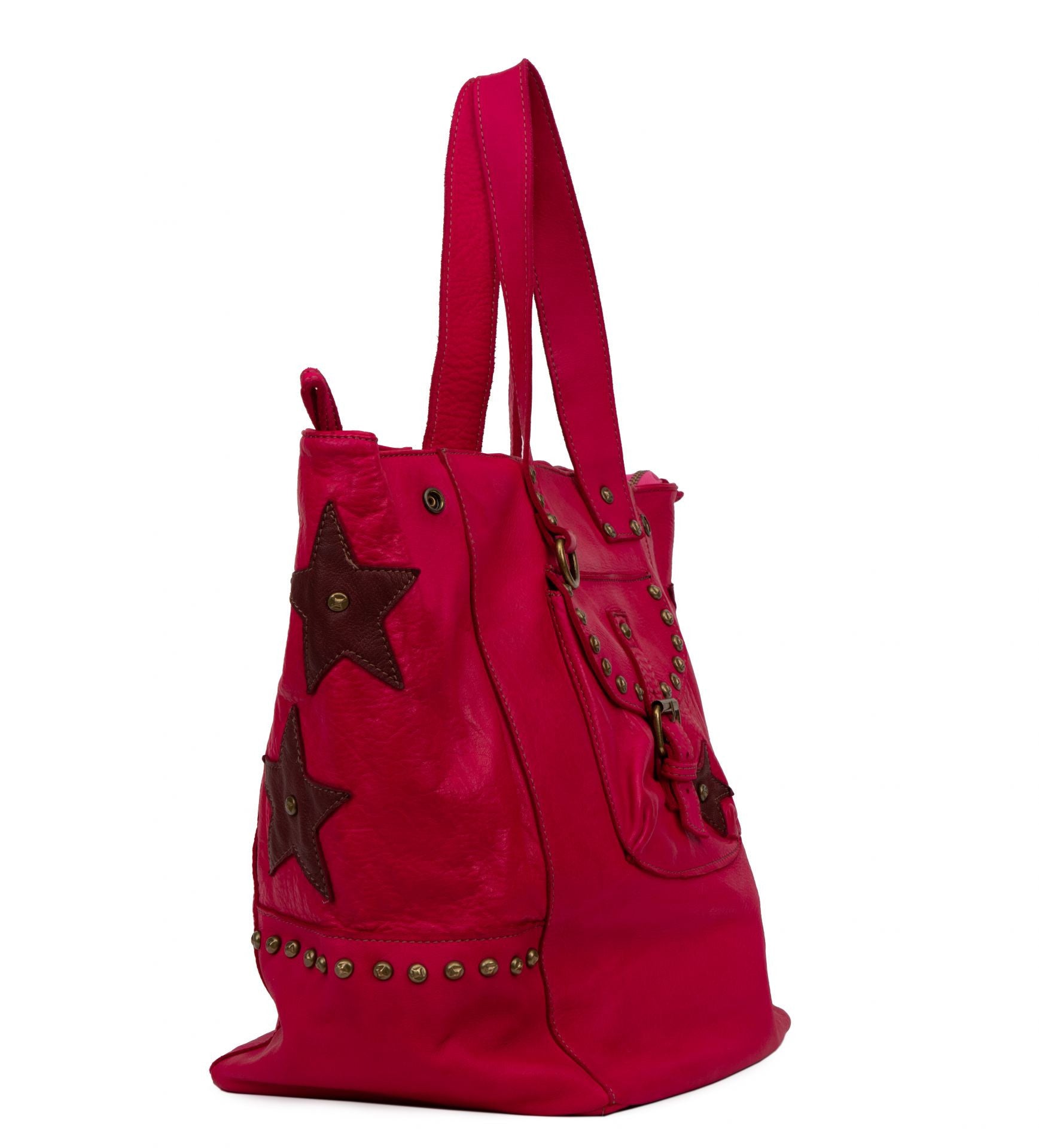 Sac cabas en cuir vintage MISS HOLLY Rose fuchsia