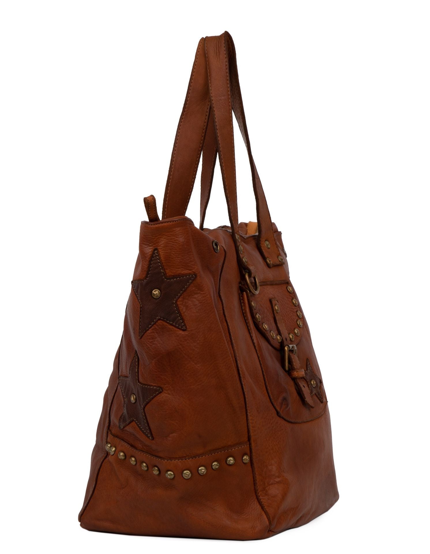 Sac cabas en cuir vintage MISS HOLLY Cognac