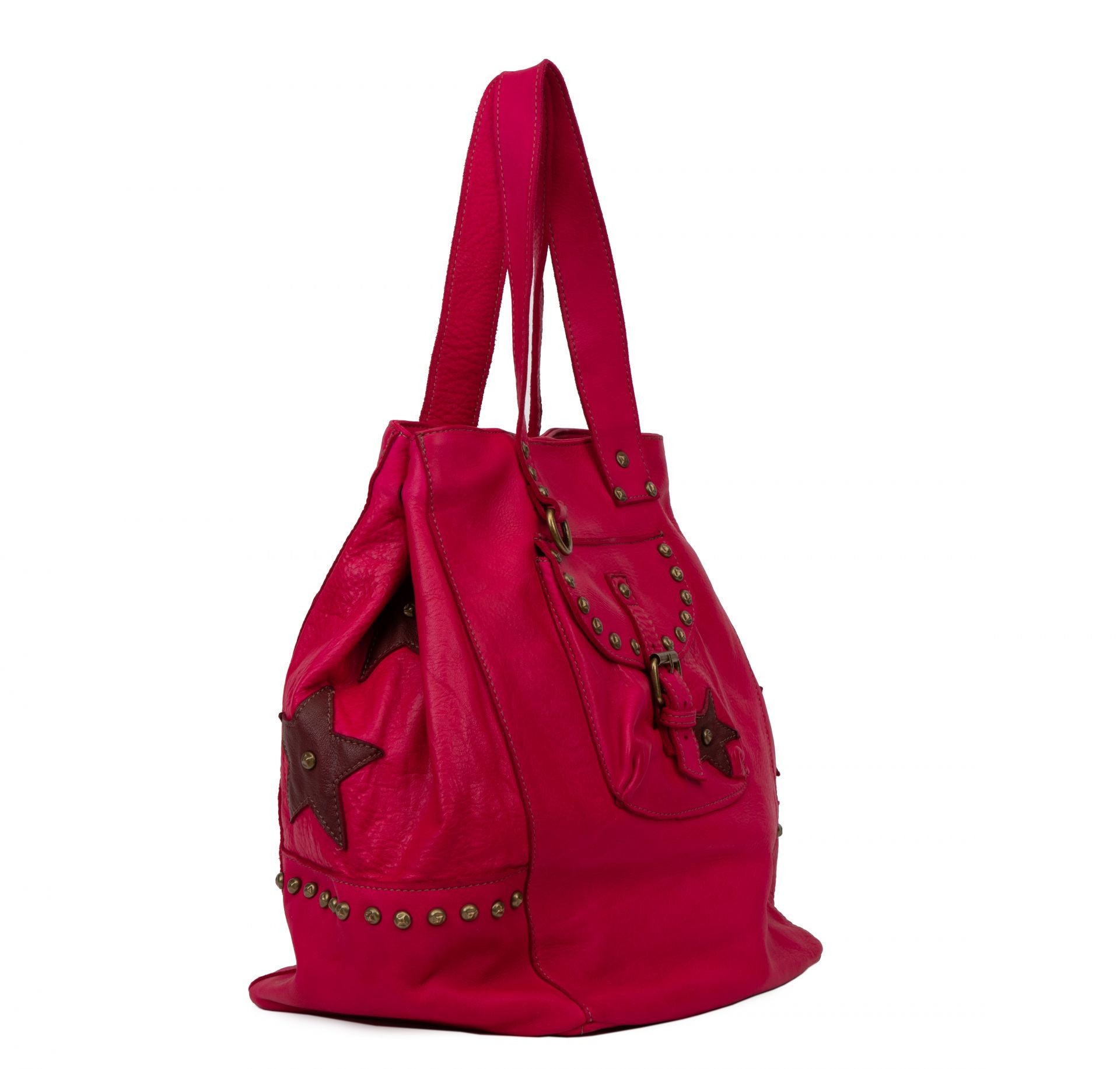 Sac cabas en cuir vintage MISS HOLLY Rose fuchsia