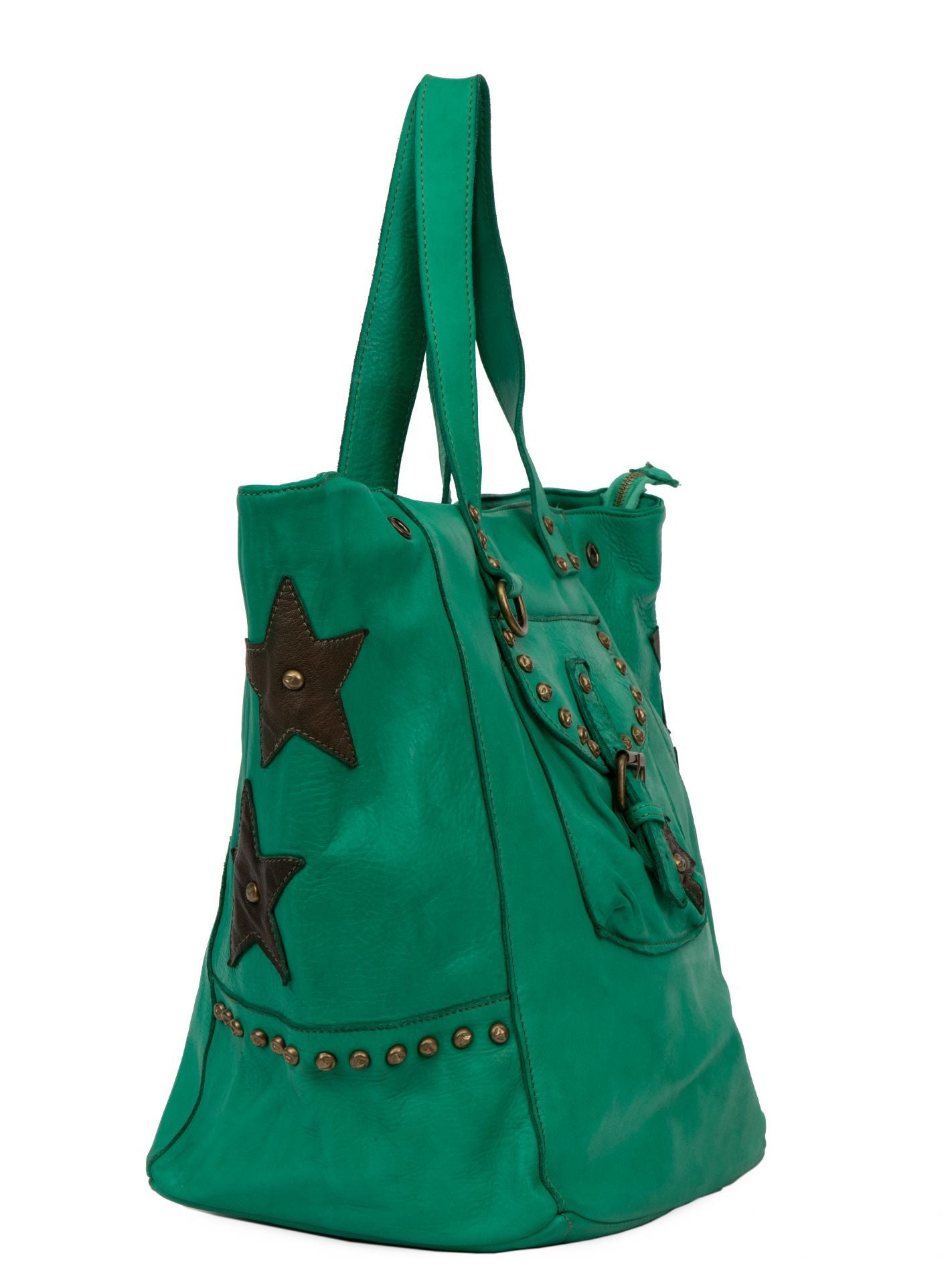 Sac cabas en cuir vintage MISS HOLLY Vert intense